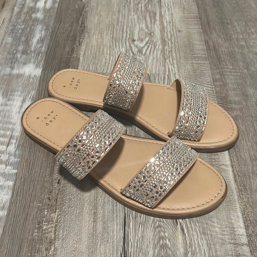 Sparkly double strap slides